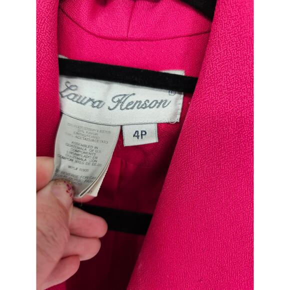 Laura Henson Women's Pink Rayon Blend Double Breasted Blazer Size 4P - Picture 3 of 4